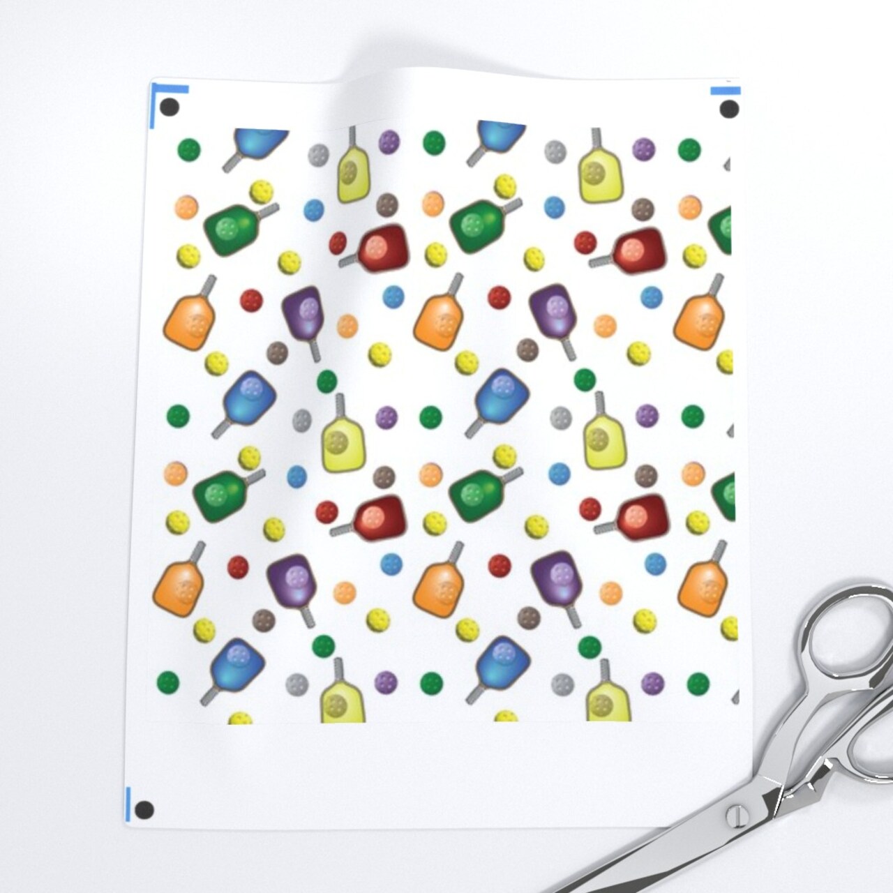 Pickleball Balls White Multi Color Ball Paddle Recreation Sport Custom Printed Fabric by Spoonflower Various Fabrics by the Yard or Fat Quarter